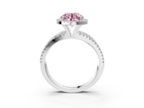 White gold Fancy Pink Round  Cut Halo Diamond Engagement Ring with Split Shank and Four-Prong Setting_3