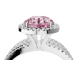 White gold Fancy Pink Round  Cut Halo Diamond Engagement Ring with Split Shank and Four-Prong Setting_4