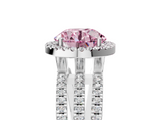 White gold Fancy Pink Round  Cut Halo Diamond Engagement Ring with Split Shank and Four-Prong Setting_5