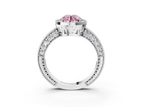 White gold Fancy Pink Round  Cut Halo Diamond Pave Band Ring with Four-Prong Setting_3