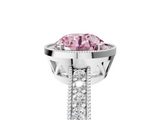 White gold Fancy Pink Round  Cut Halo Diamond Pave Band Ring with Four-Prong Setting_5