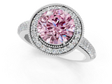 White gold Fancy Pink Round  Cut Halo Diamond Pave Band with Four-Prong Setting_1