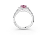 White gold Fancy Pink Round  Cut Halo Diamond Pave Band with Four-Prong Setting_3
