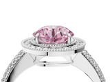 White gold Fancy Pink Round  Cut Halo Diamond Pave Band with Four-Prong Setting_4