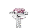 White gold Fancy Pink Round  Cut Halo Diamond Pave Band with Four-Prong Setting_5
