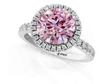 White gold Fancy Pink Round Cut Halo Diamond Pave Band with Prong Setting_37