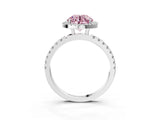White gold Fancy Pink Round Cut Halo Diamond Pave Band with Prong Setting_45