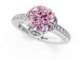 White gold Fancy Pink Round  Cut Halo Diamond Ring with Channel Set Band and Four-Prong Setting_29