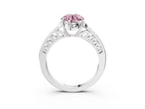 White gold Fancy Pink Round  Cut Halo Diamond Ring with Channel Set Band and Four-Prong Setting_32