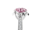 White gold Fancy Pink Round  Cut Halo Diamond Ring with Channel Set Band and Four-Prong Setting_34