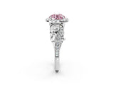 White gold Fancy Pink Round Cut Halo Diamond Ring with Milgrain and Bezel Accents on a Split Shank Band_14