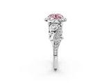 White gold Fancy Pink Round Cut Halo Diamond Ring with Milgrain and Bezel Accents on a Split Shank Band_14