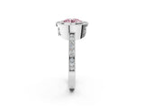 White gold Fancy Pink Round  Cut Halo Diamond Ring with Pavé Band and Milgrain Prong Setting_52
