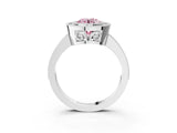 White gold Fancy Pink Round  Cut Halo Diamond Ring with Pavé Band and Milgrain Prong Setting_59