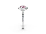 White gold Fancy Pink Round Cut Halo Diamond Ring with Pavé Band and Three-Prong Setting_14