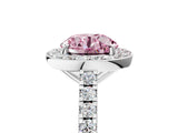 White gold Fancy Pink Round Cut Halo Diamond Ring with Pavé Band and Three-Prong Setting_17