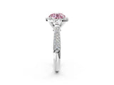 White gold Fancy Pink Round Cut Halo Diamond Ring with Pavé Band_38