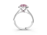 White gold Fancy Pink Round Cut Halo Diamond Ring with Pavé Band_39