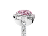 White gold Fancy Pink Round  Cut Halo Diamond Ring with Pave Band and Four-Prong Setting_5