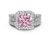 White gold Fancy Pink Round Cut Halo Diamond Ring with Round  Split Shank and Prong Setting_58