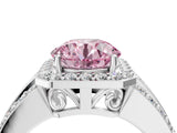 White gold Fancy Pink Round Cut Halo Diamond Ring with Round  Split Shank and Prong Setting_62
