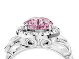White gold Fancy Pink Round  Cut Halo Diamond Ring with Scrollwork Band and Four-Prong Setting_4