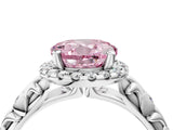 White gold Fancy Pink Round Cut Halo Diamond Solitaire with Filigree Band and Four-Prong Setting_40