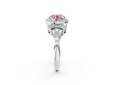White gold Fancy Pink Round Cut Halo Diamond Split Shank Engagement Ring with Four-Prong Setting_2