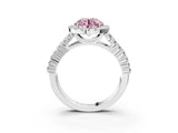 White gold Fancy Pink Round Cut Halo Pavé Diamond Engagement Ring with Split Shank and Four-Prong Setting_6