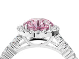 White gold Fancy Pink Round Cut Halo Pavé Diamond Engagement Ring with Split Shank and Four-Prong Setting_7
