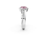 White gold Fancy Pink Round  Cut Halo Pave Band Four-Prong Ring_49
