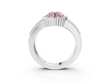 White gold Fancy Pink Round  Cut Halo Pave Band Four-Prong Ring_50