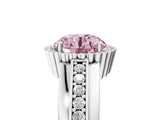 White gold Fancy Pink Round  Cut Halo Pave Band Four-Prong Ring_52