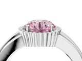 White gold Fancy Pink Round  Cut Halo Pave Band Four-Prong Ring_56