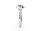White gold Fancy Pink Round  Cut Halo Pave Band Four-Prong Setting Ring_2