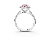 White gold Fancy Pink Round  Cut Halo Pave Band Four-Prong Setting Ring_3