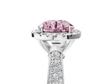 White gold Fancy Pink Round  Cut Halo Pave Band Four-Prong Setting Ring_5