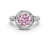 White gold Fancy Pink Round  Cut Halo Pave Split Shank Prong Setting Ring_31