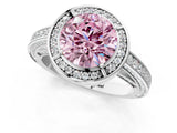 White gold Fancy Pink Round  Cut Halo Pave Split Shank Prong Setting Ring_32