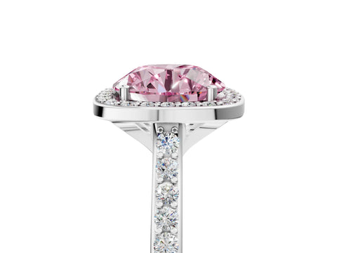 White gold Fancy Pink Round Cut Halo Round Diamond Pavé Band with Four-Prong Setting_20