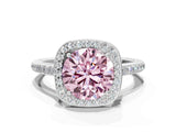 White gold Fancy Pink Round Cut Halo Round Diamond Pavé Band with Four-Prong Setting_21