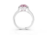 White gold Fancy Pink Round Cut Halo Round Diamond Pavé Band with Four-Prong Setting_30