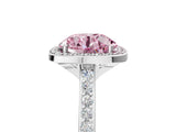 White gold Fancy Pink Round Cut Halo Round Diamond Pavé Band with Four-Prong Setting_32