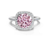 White gold Fancy Pink Round Cut Halo Round Diamond Pavé Band with Four-Prong Setting_39