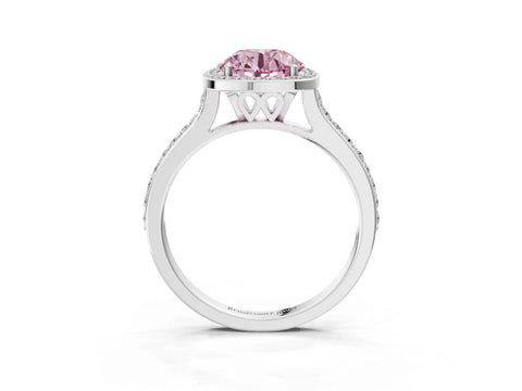 White gold Fancy Pink Round Cut Halo Round Diamond Pavé Band with Four-Prong Setting_42