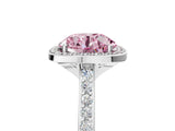 White gold Fancy Pink Round Cut Halo Round Diamond Pavé Band with Four-Prong Setting_44