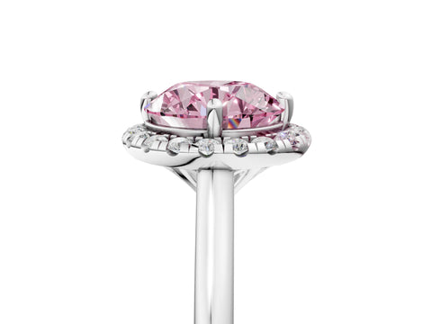 White gold Fancy Pink Round Cut Halo Round Diamond Solitaire Engagement Ring with Pave Band and Four-Prong Setting_17