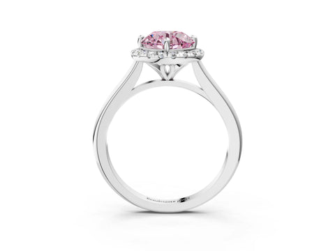 White gold Fancy Pink Round Cut Halo Round Diamond Solitaire Engagement Ring with Pave Band and Four-Prong Setting_27