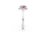 White gold Fancy Pink Round Cut Halo Round Diamond Solitaire Ring with Pavé Band and Four-Prong Setting_14
