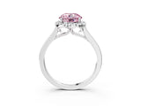 White gold Fancy Pink Round Cut Halo Round Diamond Solitaire Ring with Pavé Band and Four-Prong Setting_15